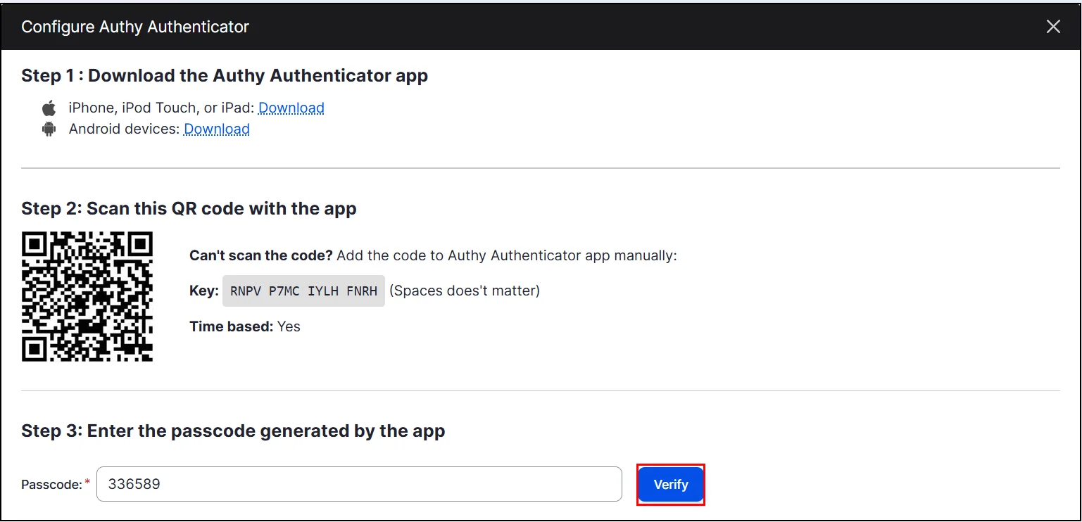 Configure Authy Authenticator 2FA Method