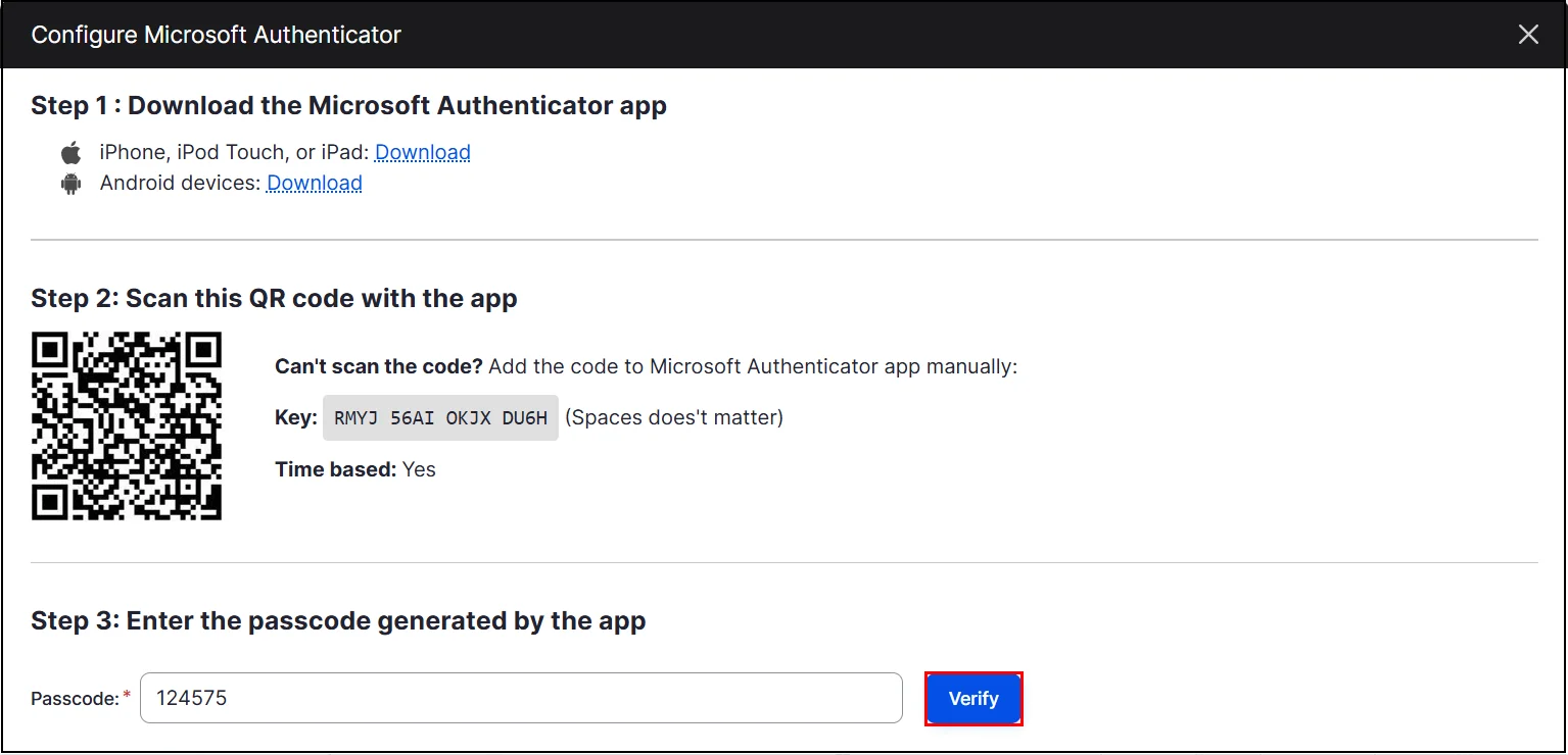 Configure Microsoft Authenticator 2FA Method