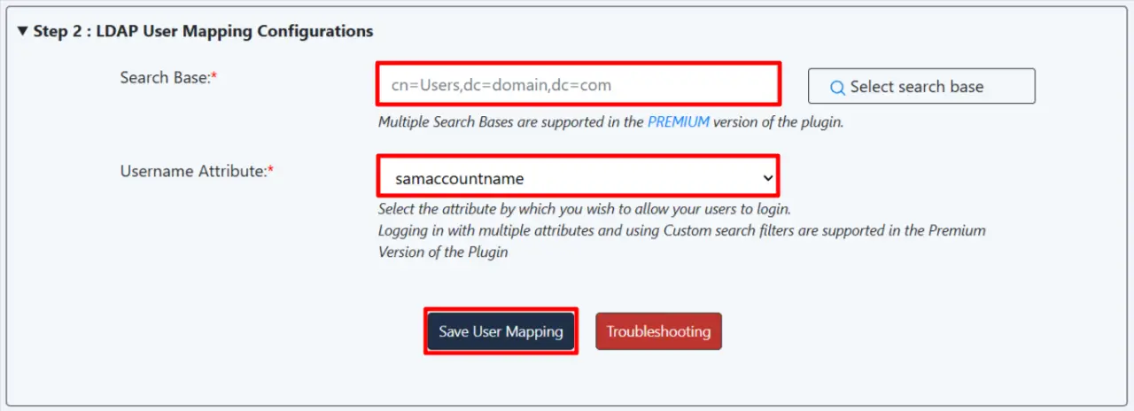 LDAP User Mapping Configurations