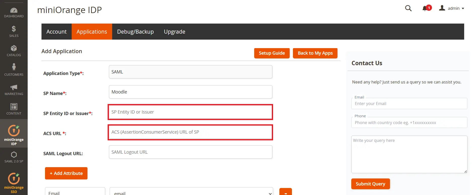 Magento SAML IDP Copy entity ID and ACS URL