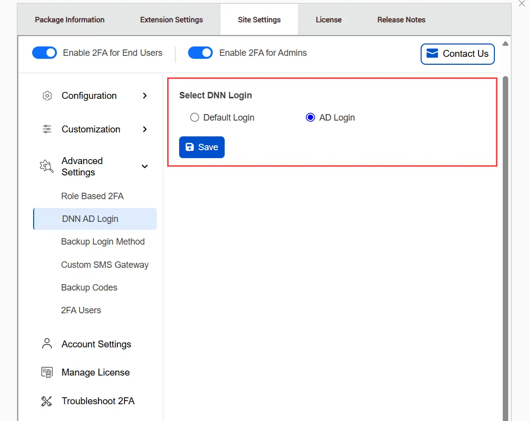 DotNetNuke Two Factor Authentication (2FA) for OTP over SMS | DotNetNuke 2FA | DNN 2FA - Add DNN Two Factor Authentication (2FA) module