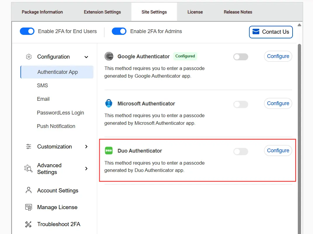 DotNetNuke Two Factor Authentication (2FA) for Duo Authenticator | DNN 2FA - Choose DNN 2FA Google Authenticator