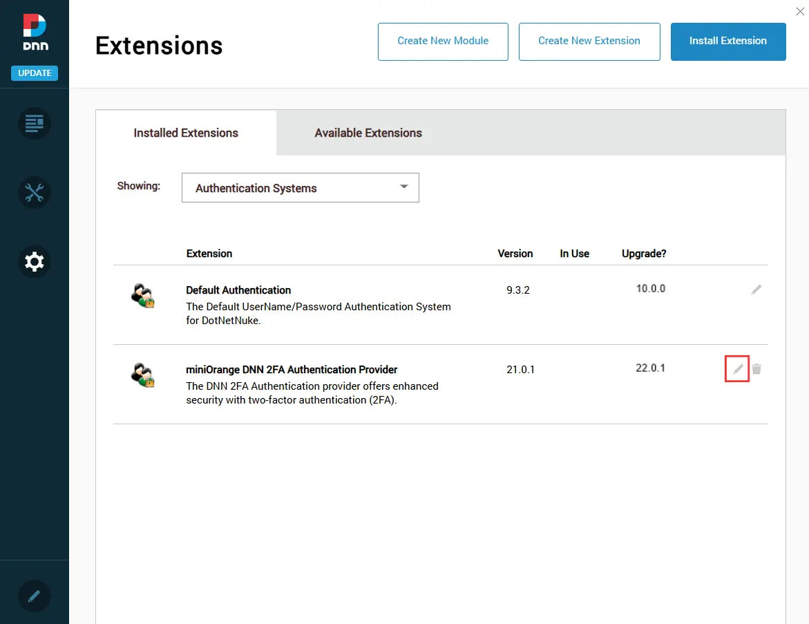 DotNetNuke Two Factor Authentication (2FA) using Duo Push Notification - Navigate to miniOrange DNN Two Factor Authentication Settings