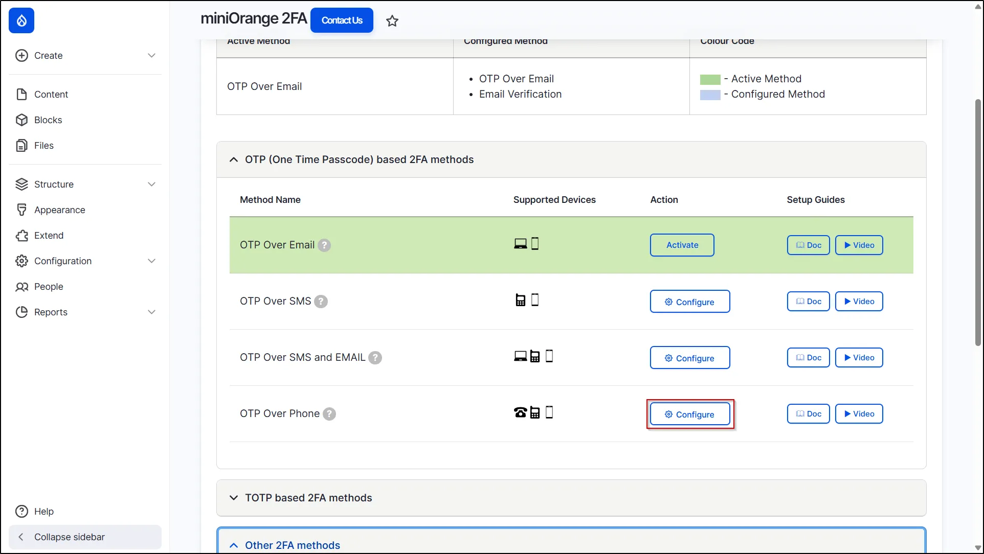 Drupal-2FA-OTP-Over-Phone-Configure-button