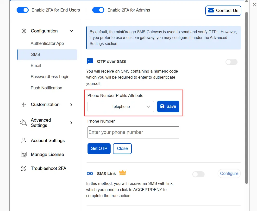 DotNetNuke Two Factor Authentication (2FA) for OTP over SMS | DotNetNuke 2FA | DNN 2FA - Enter phone number