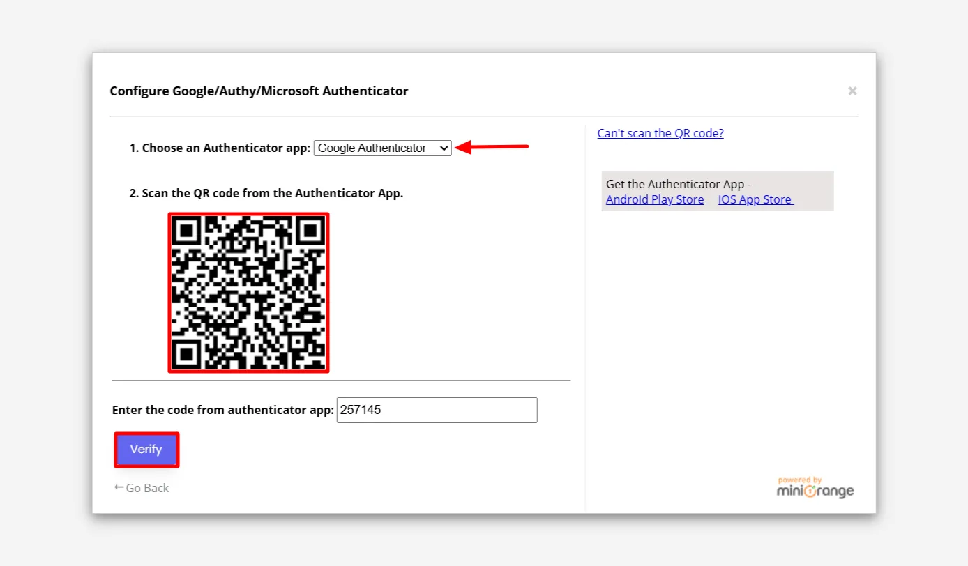 Custopm Login Form - Scan QR code
