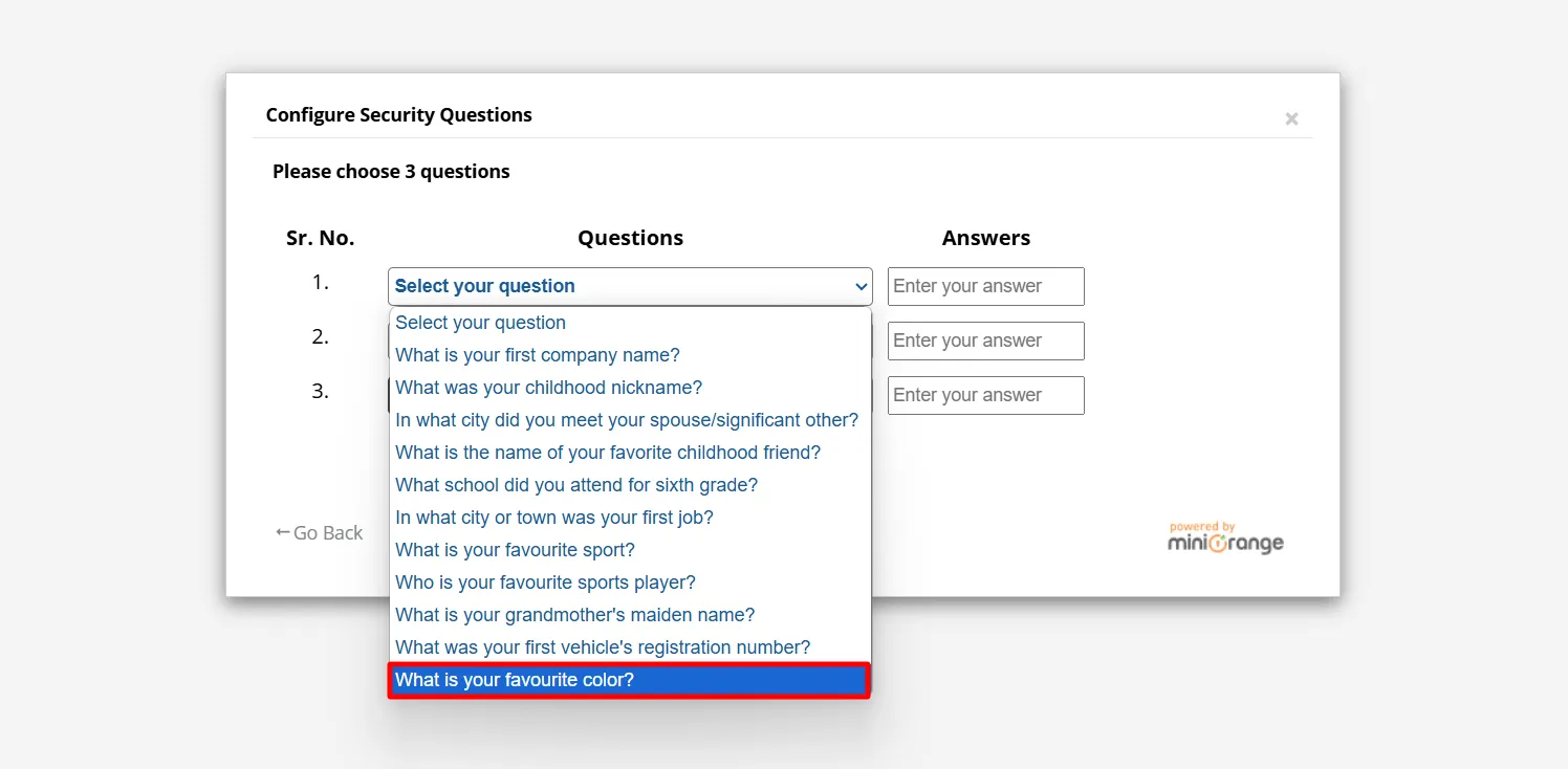 Customize Security Questions KBA  - Choose questions