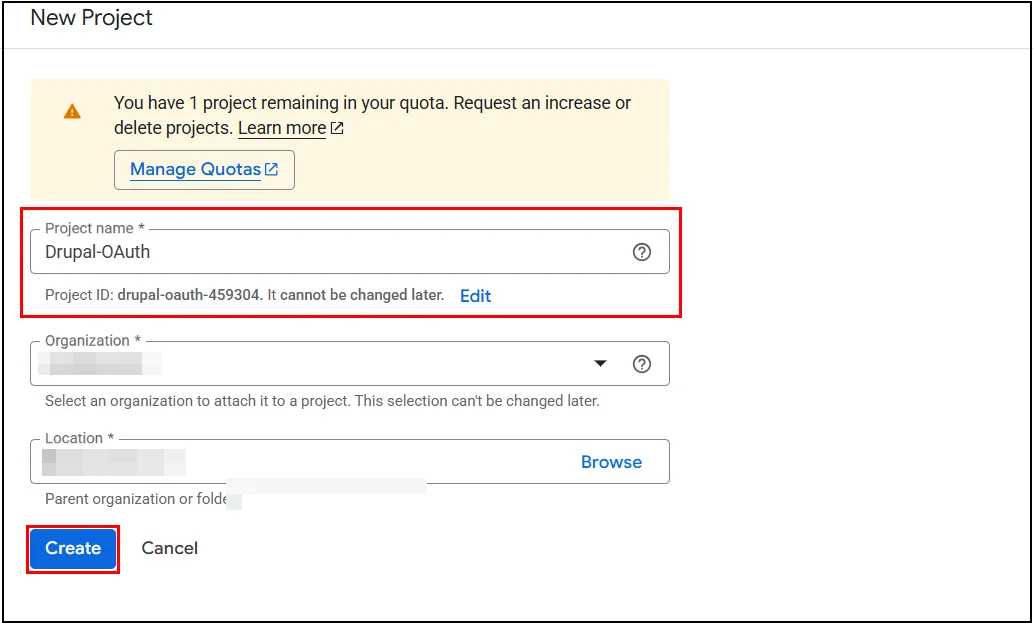 Google Apps SSO Project Name Field