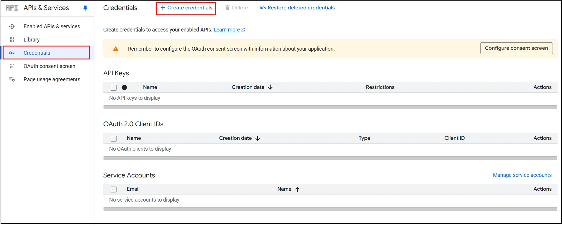 Google Apps SSO Select APIs and Services then credentials