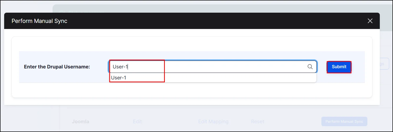 Drupal user provisioning - select user for manual provisioning