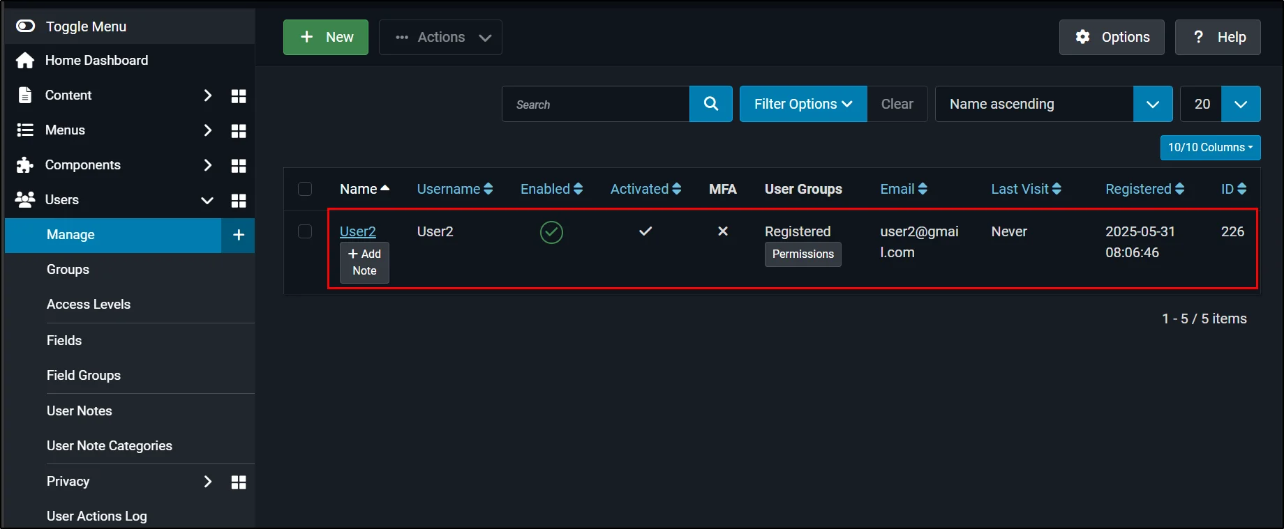 Drupal user provisioning - Enter user details