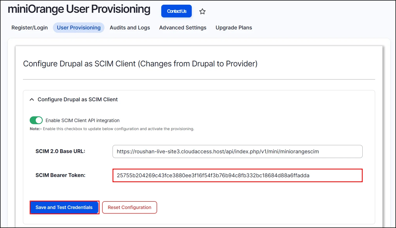 Drupal user provisioning - Joomla Save configuration