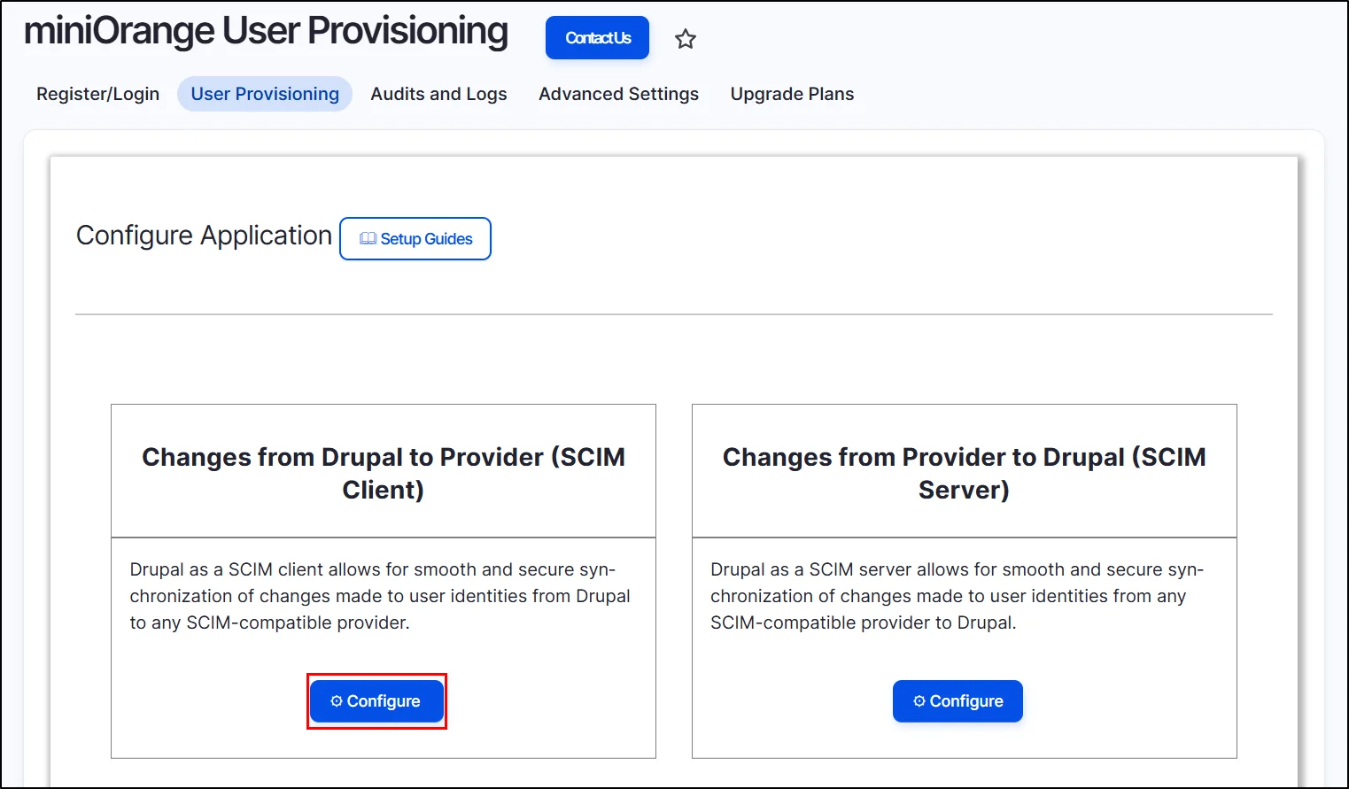 Drupal user provisioning - select changes from drupal