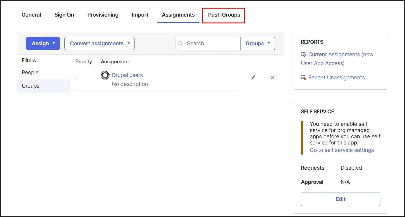 Drupal-Okta-provisioning-push groups