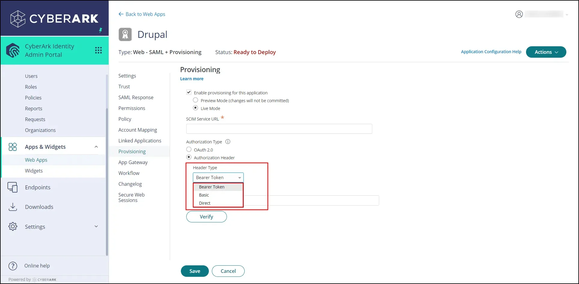 cyberark cross domain provisioning (scim) - enter oauth 2.0