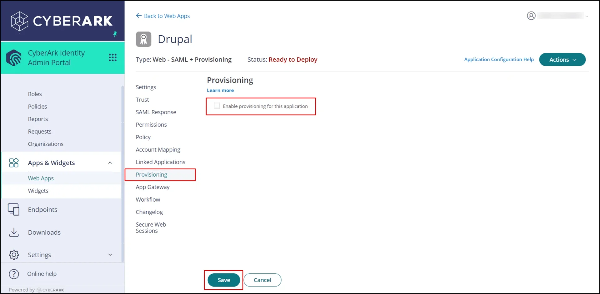 cyberark cross domain provisioning (scim) - select provisioning