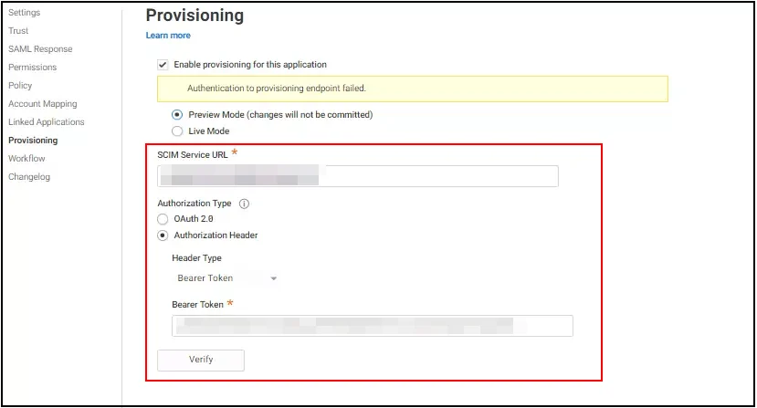 Centrify SCIM - Automated User Provisioning in drupal - Provisioning tab Dalinea