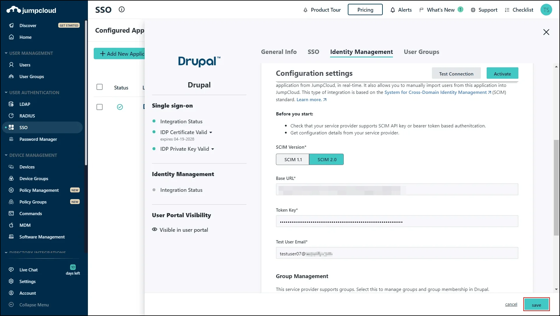 JumpCloud-SCIM-Client-Click-Save