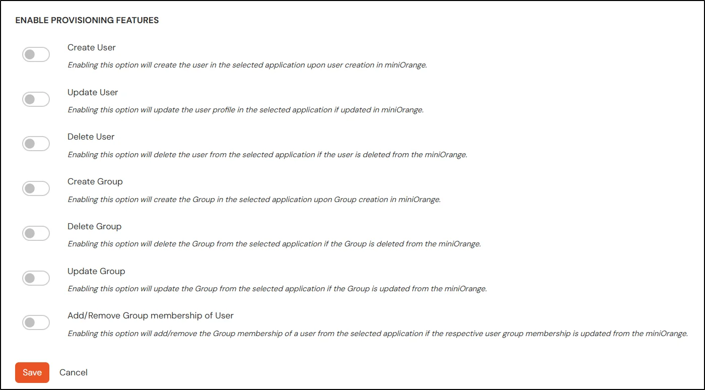 Drupal miniOrange IDP SCIM User Provisioning - Enable Provisioning Features Create, Delete, Update