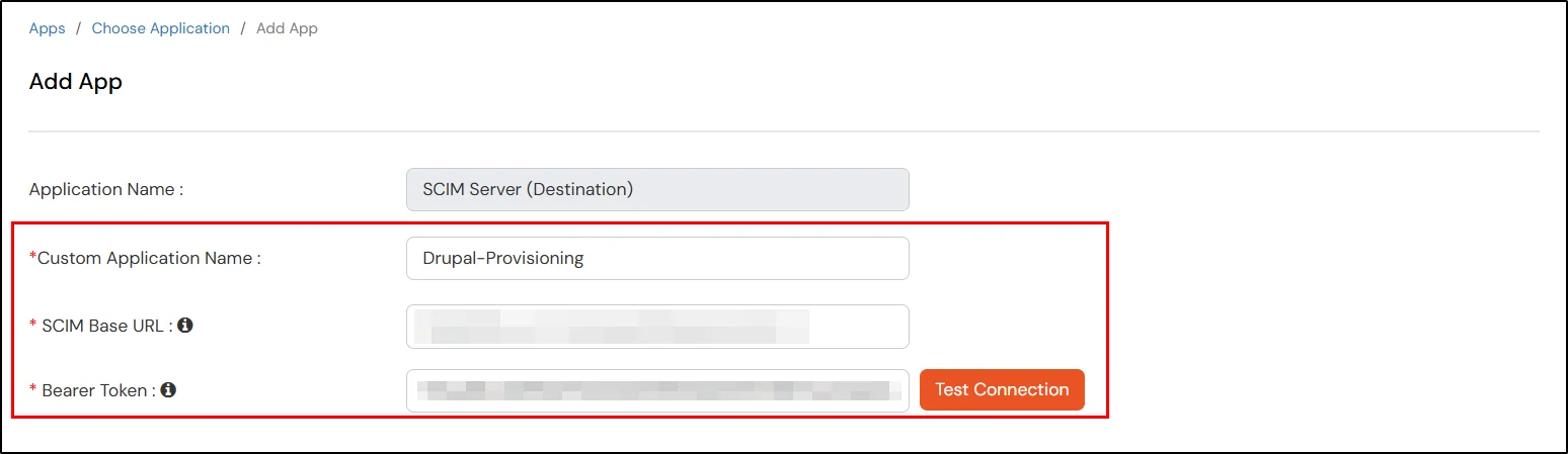 Drupal miniOrange IDP SCIM User Provisioning - Paste SCIM BAse URL and Token