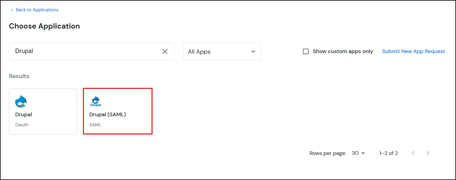 Drupal miniOrange IDP SCIM User Provisioning - Select SAML/WS-FED and click on Create App