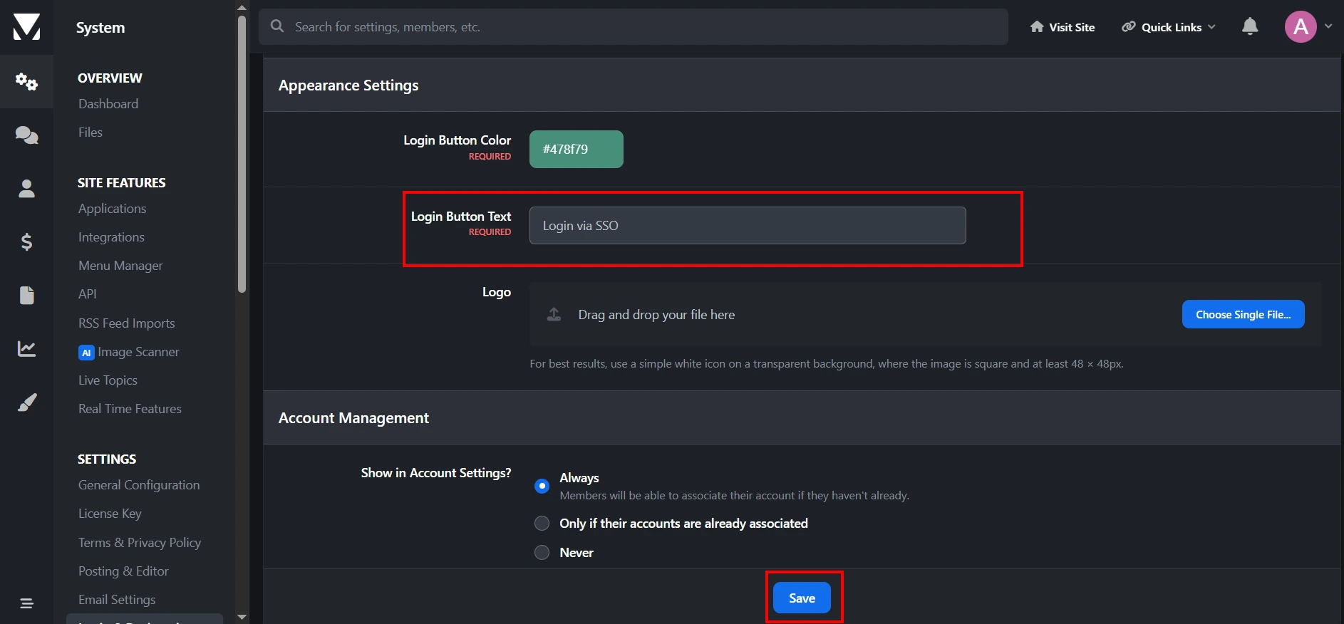 Invision Community SSO using Shopify as an Identity Provider (IdP) - Invision Community Login Button Configuration