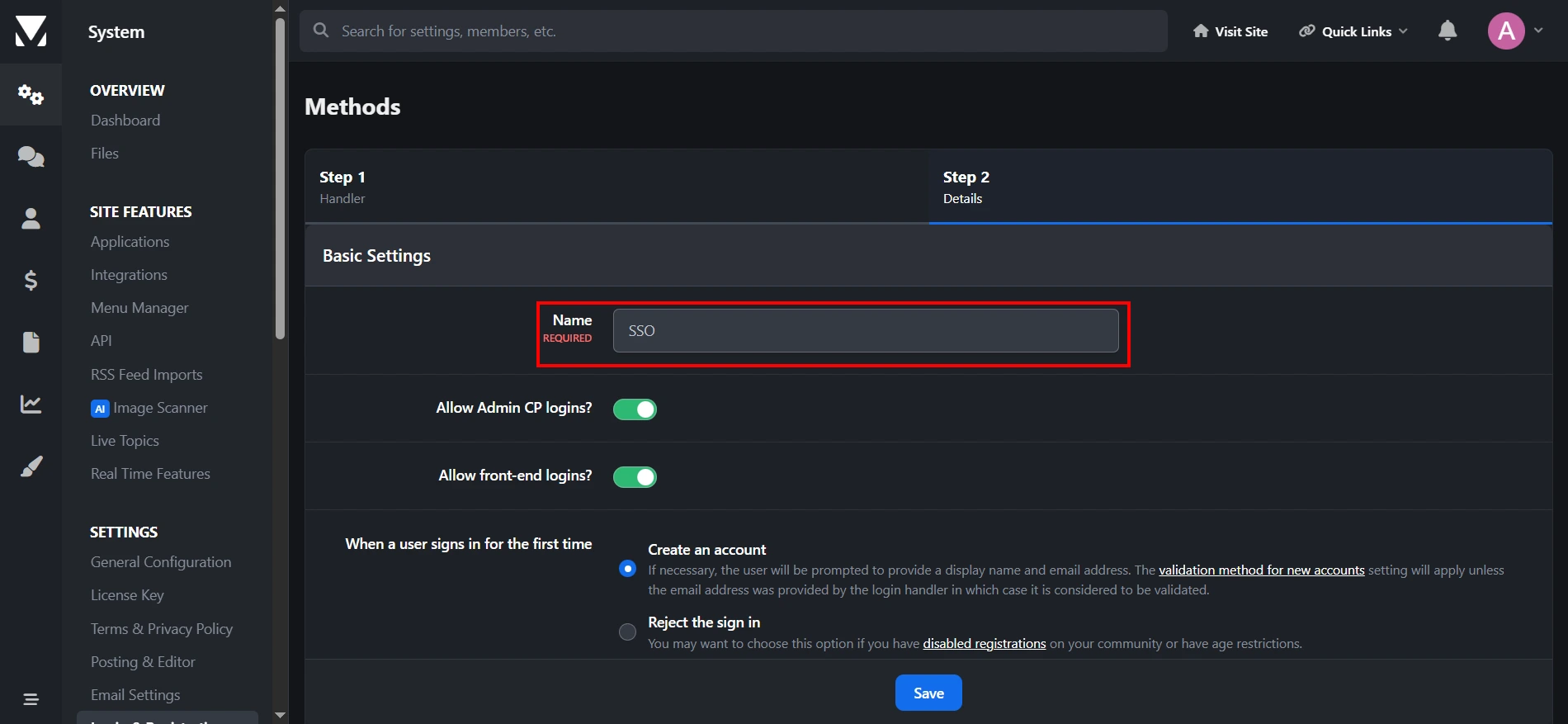 Invision Community SSO using Shopify as an Identity Provider (IdP) -  Enter method name