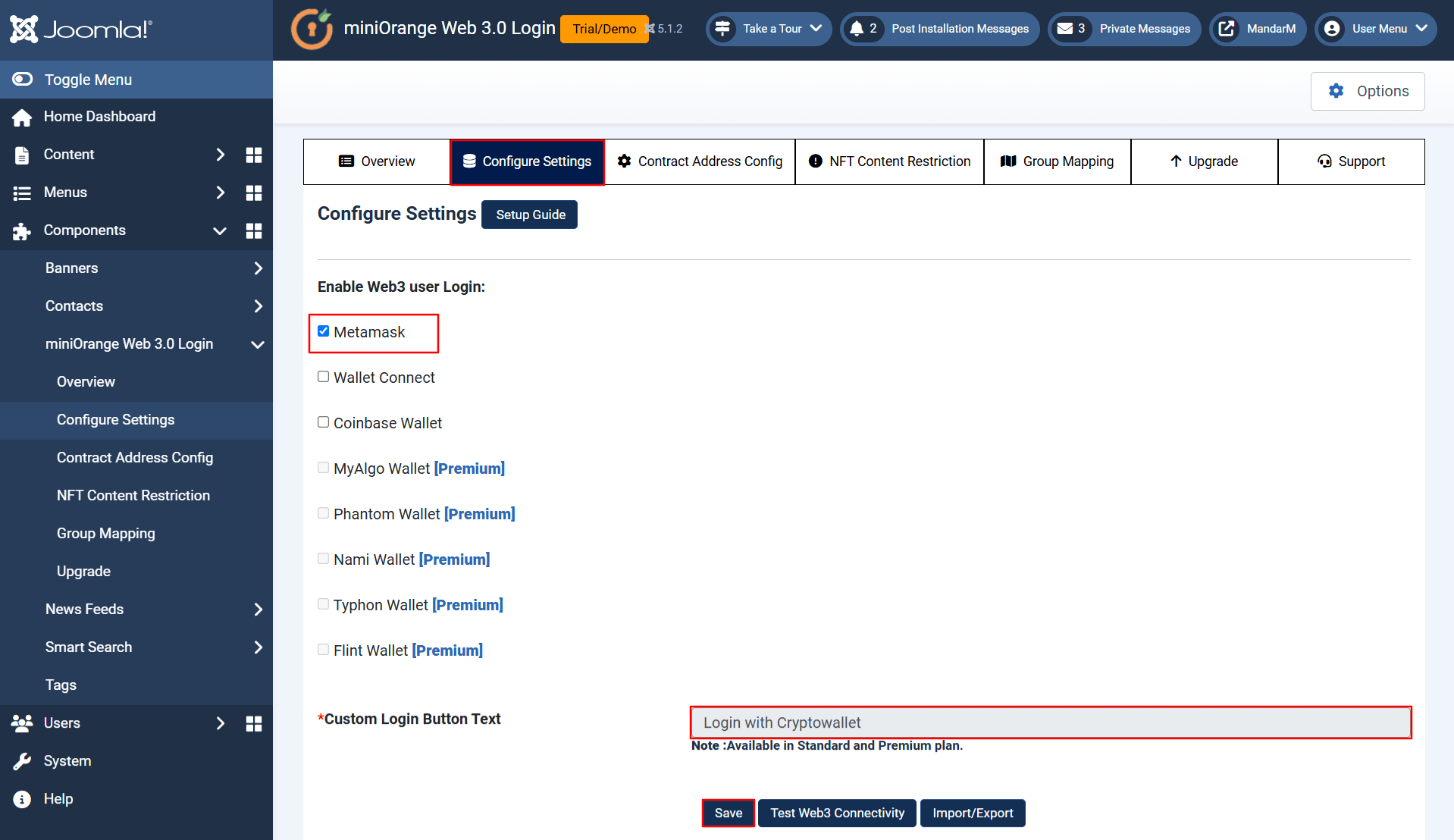 Joomla Web3 plugin