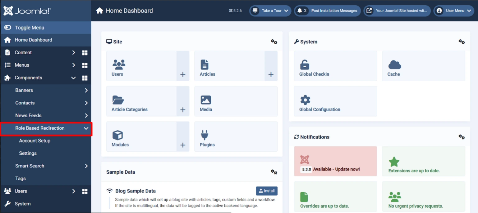 Get Started with Joomla Role Based Redirection