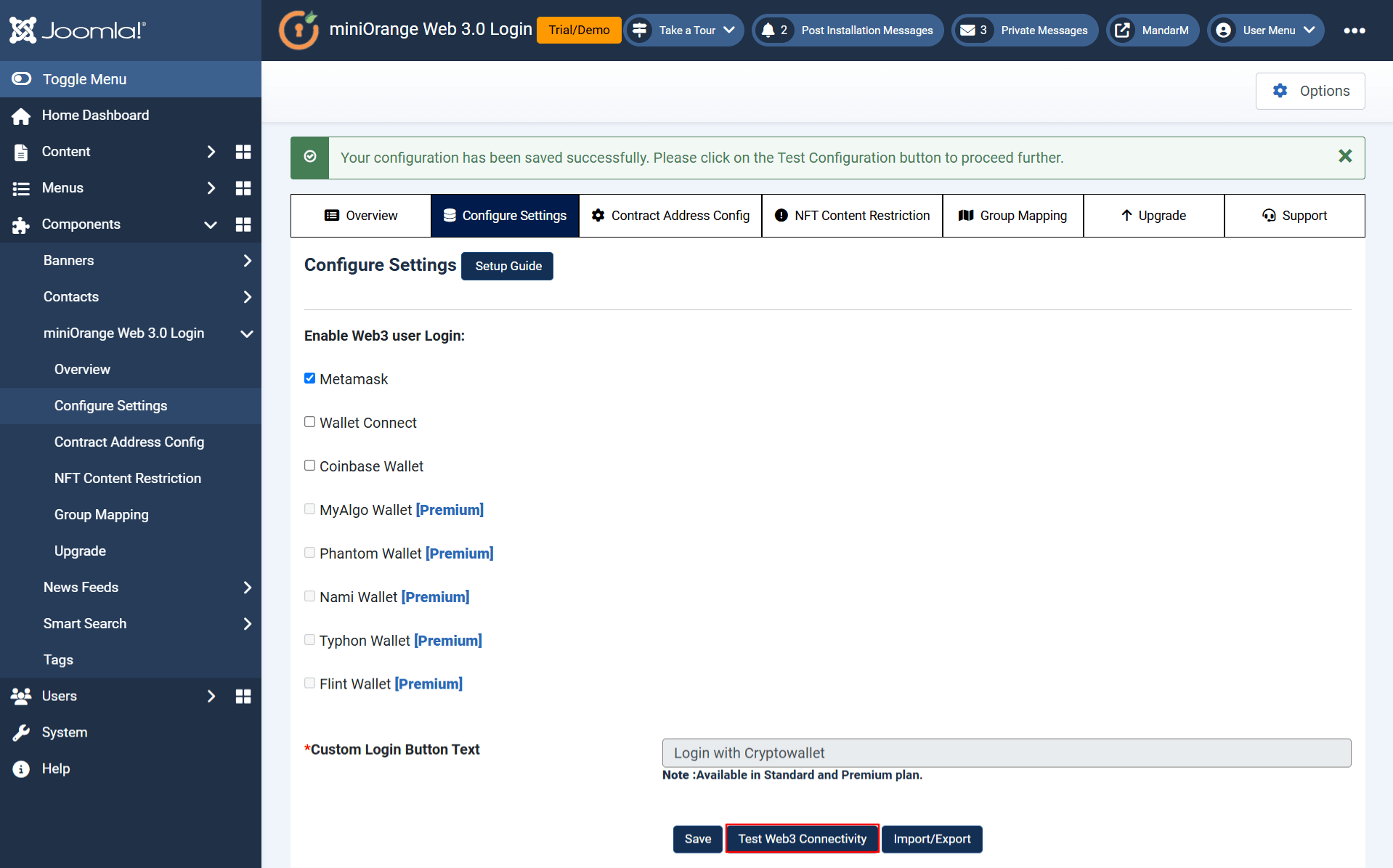 Joomla Web3 plugin