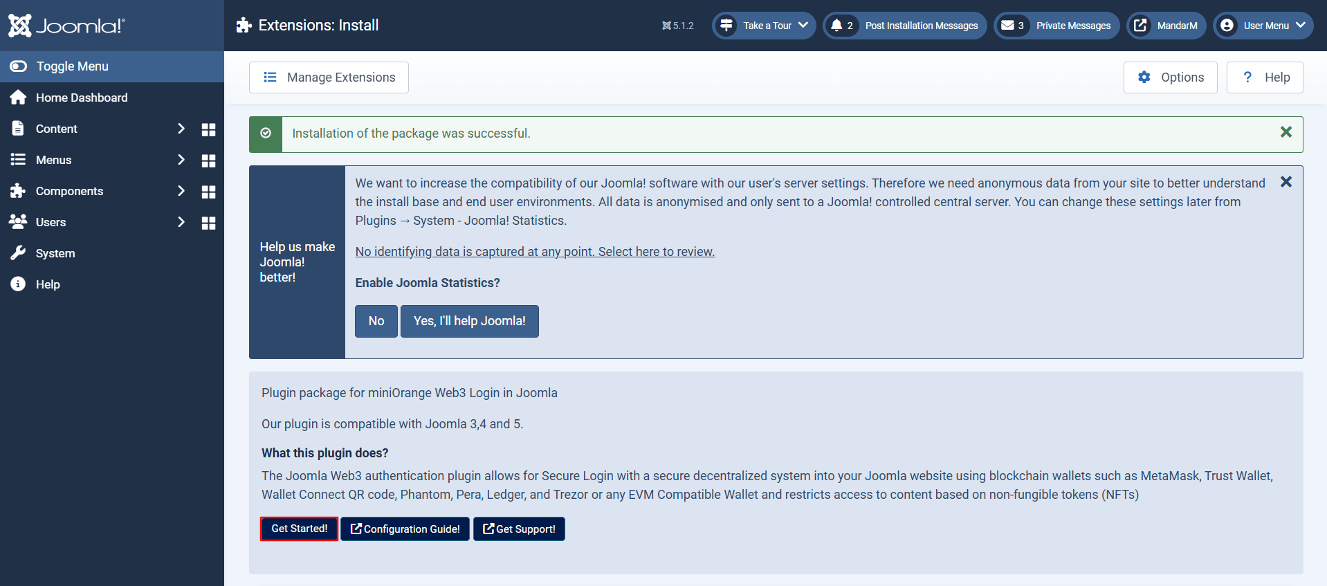 Get Started with Joomla Web3 plugin