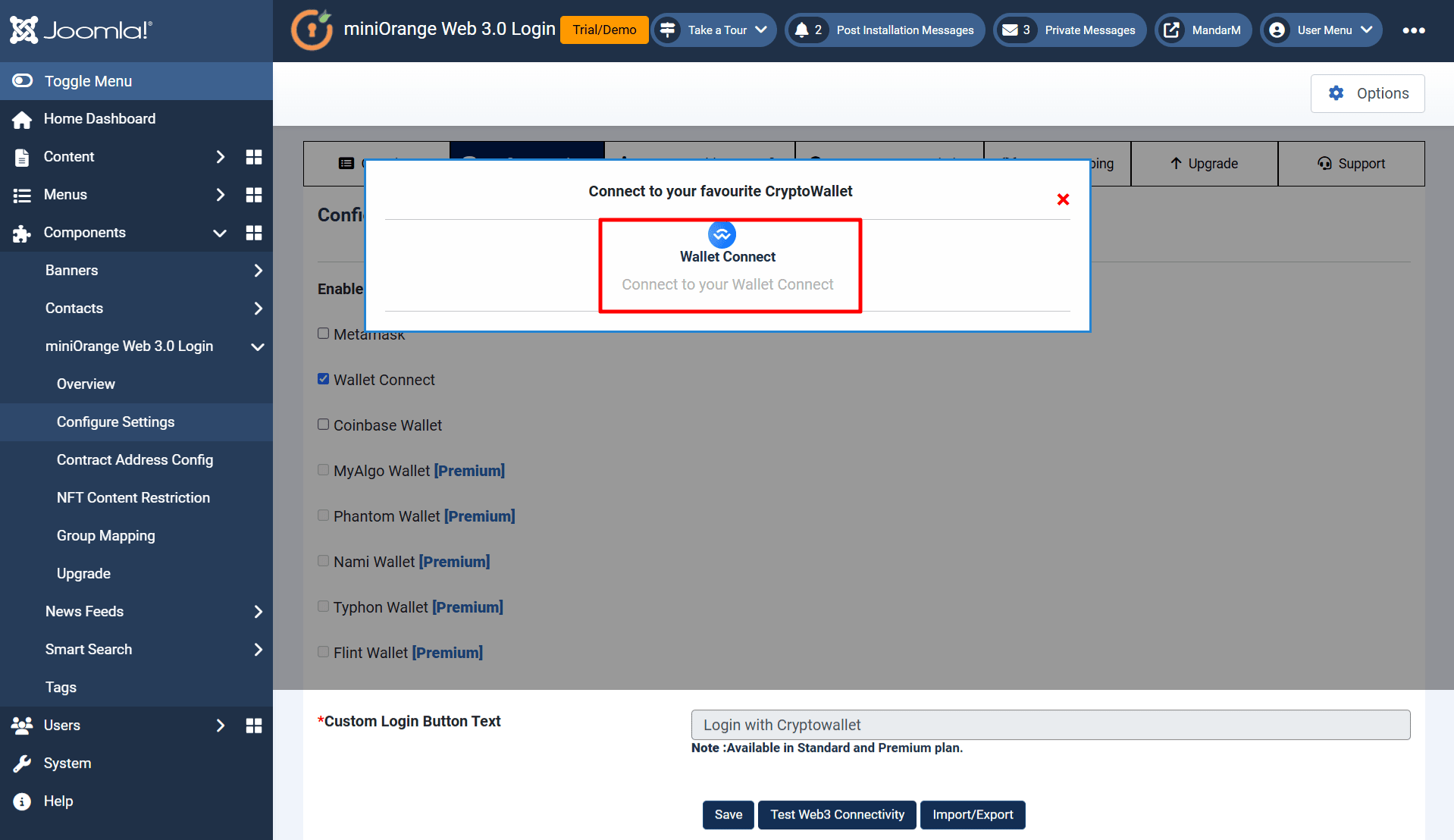 Joomla Web3 plugin