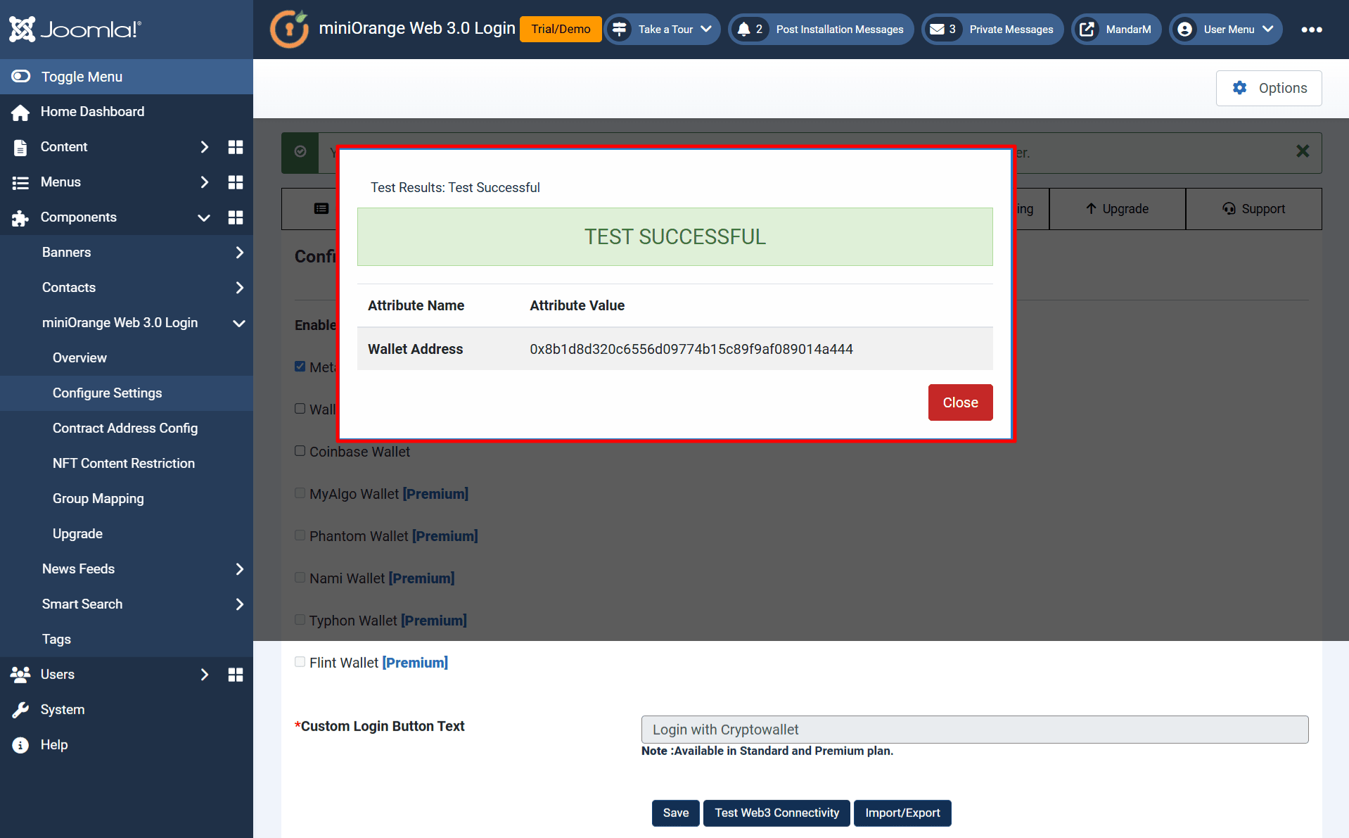 Joomla Web3 plugin