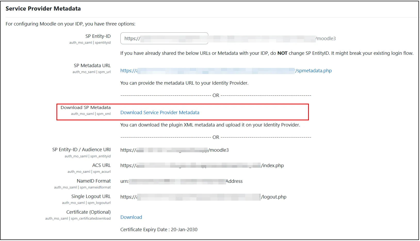 Moodle-SAML-Single-Sign-On-click-on-download-metadata