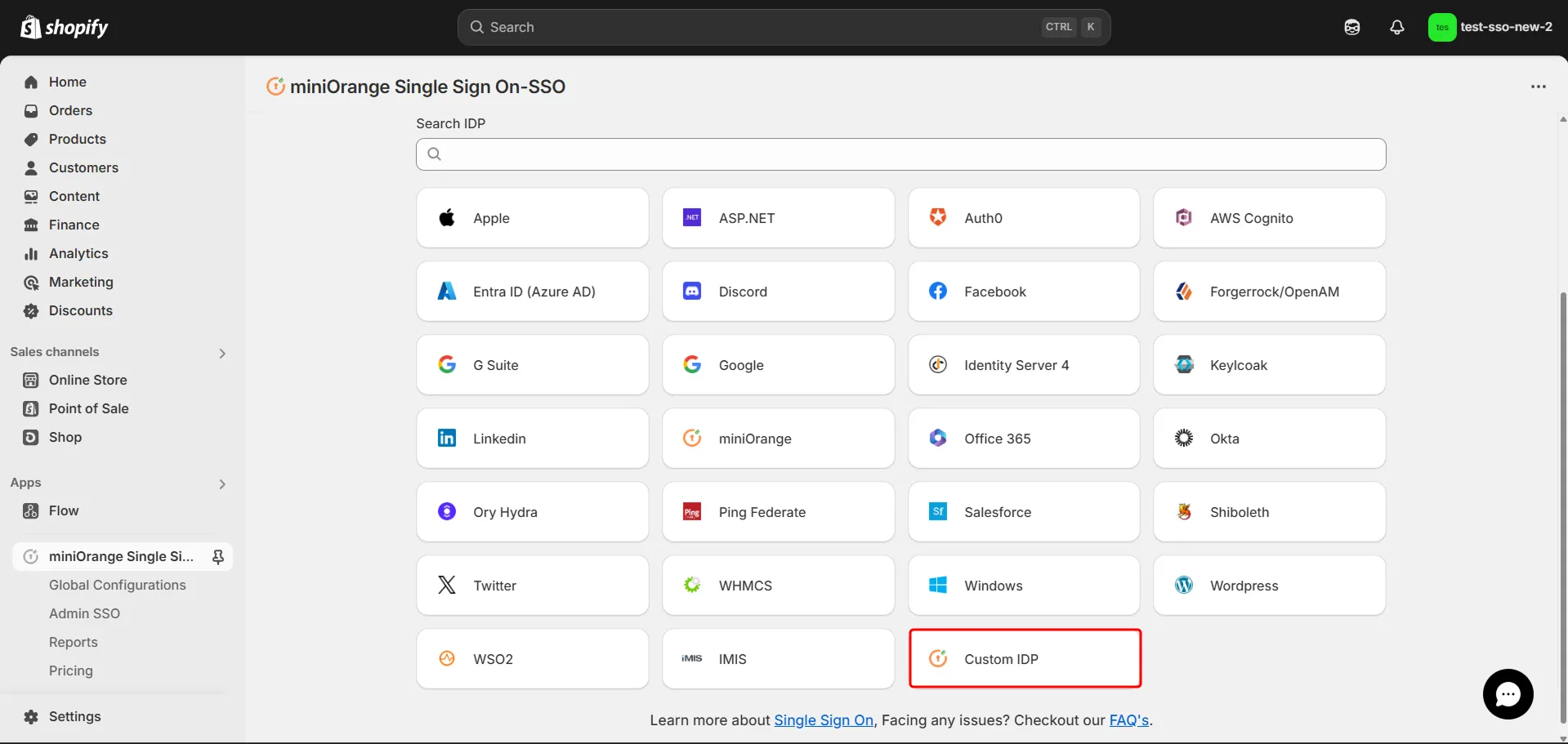 Shopify OAuth 2.0  SSO - Choose AWS Cognito as IDP