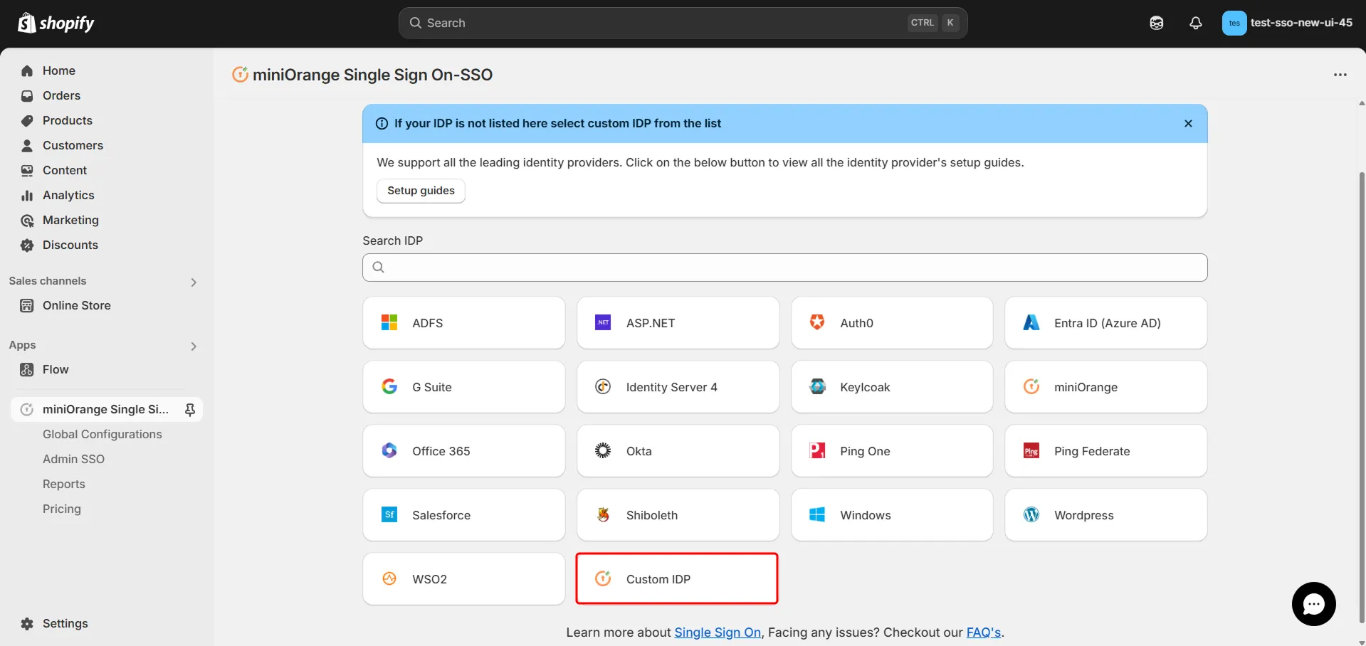Hydrogen SSO using an IDP for Shopify New Customer Accounts - Shopify Login - Custom IDP