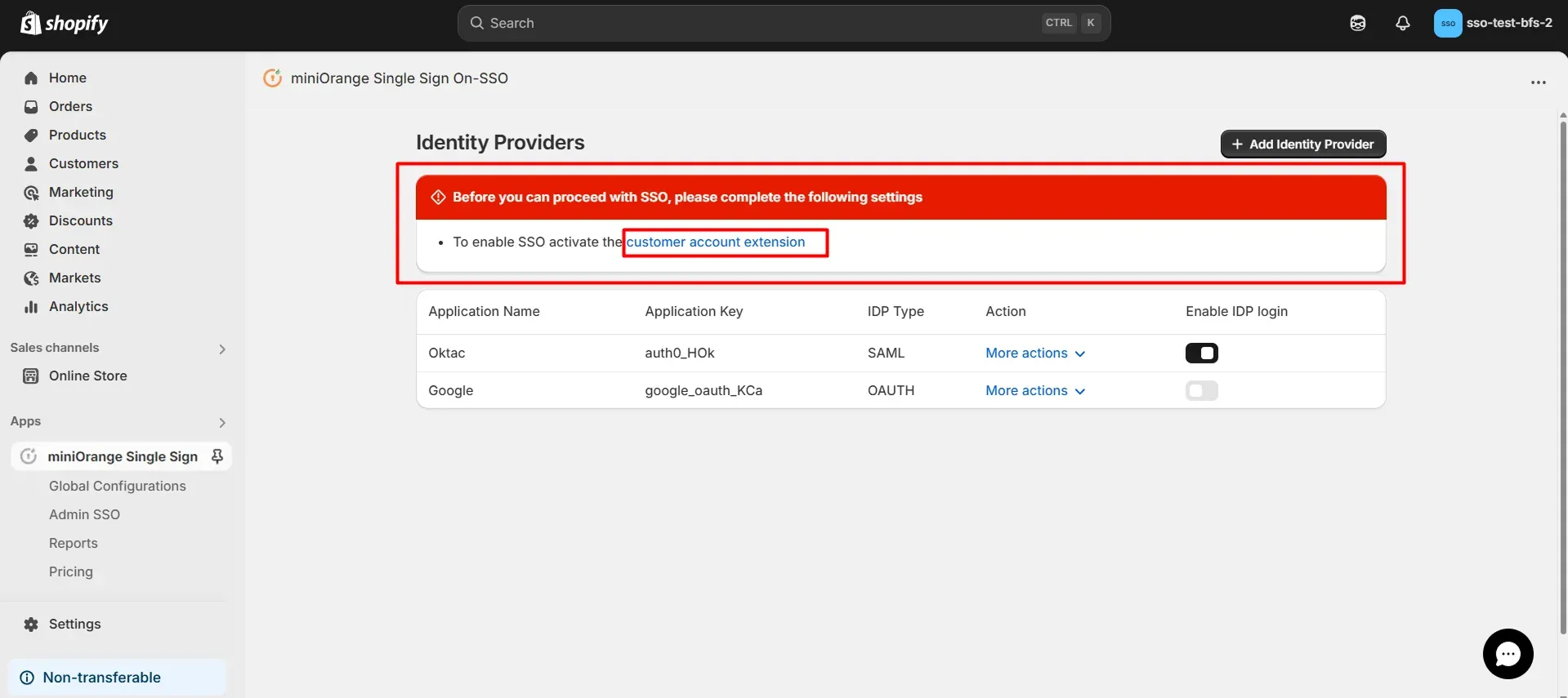 Shopify ADFS SSO Login - Enable Customer 