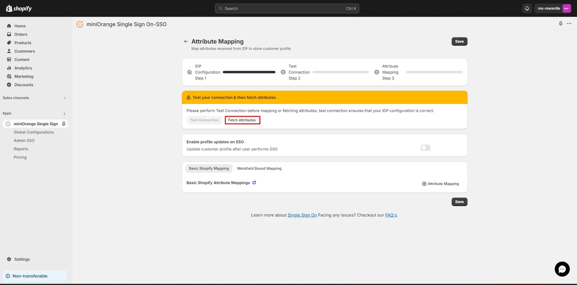 Fetch Attributes - Shopify WordPress SSO