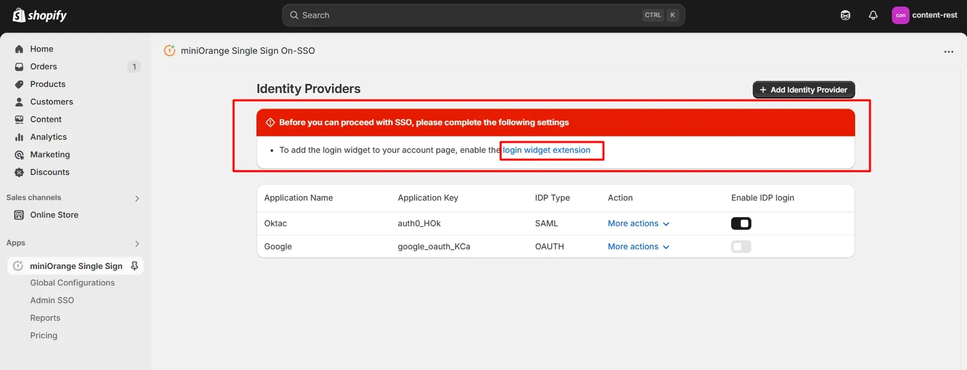 Shopify ADFS SSO Login - Make app default
