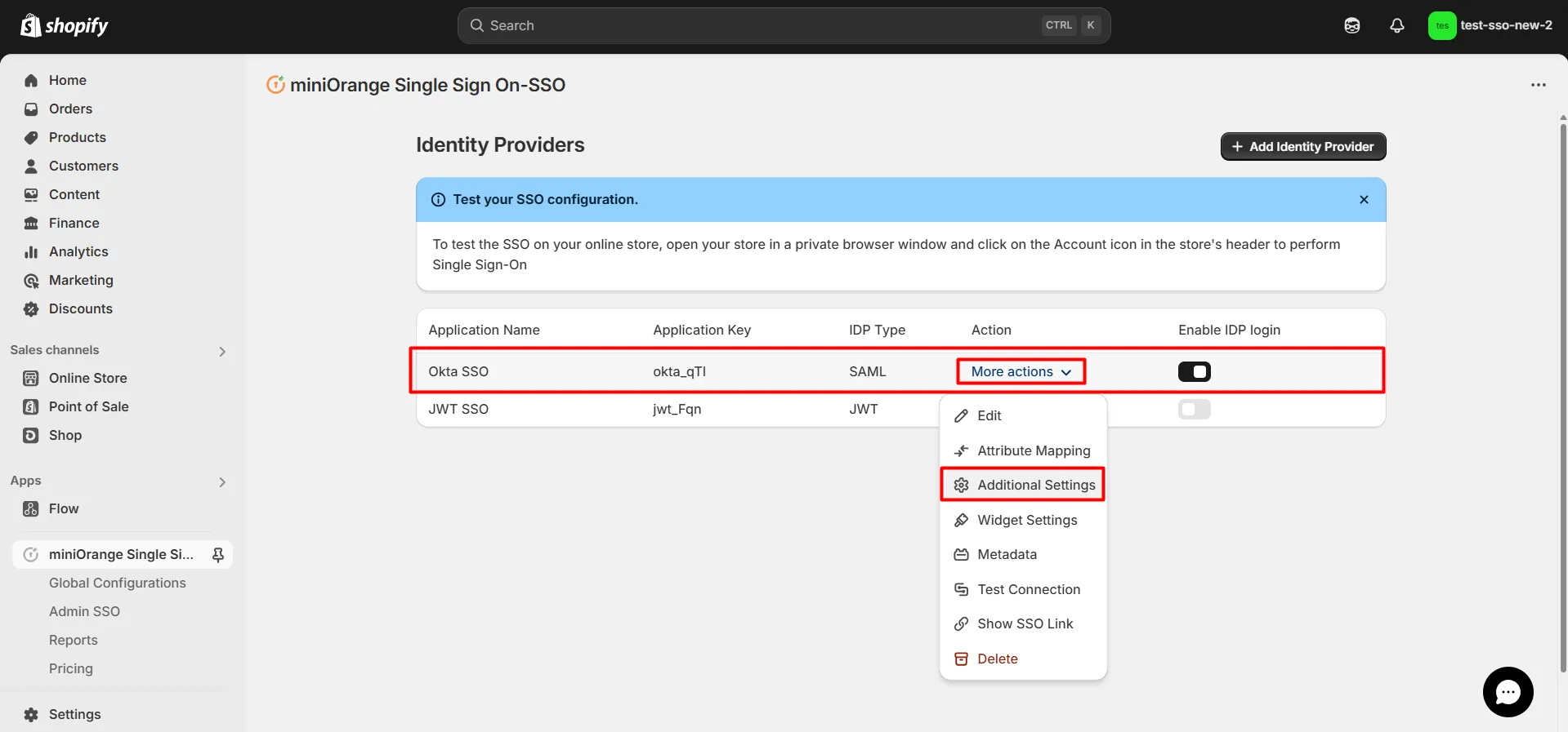 Shopify OAuth 2.0 SSO - Click on login button