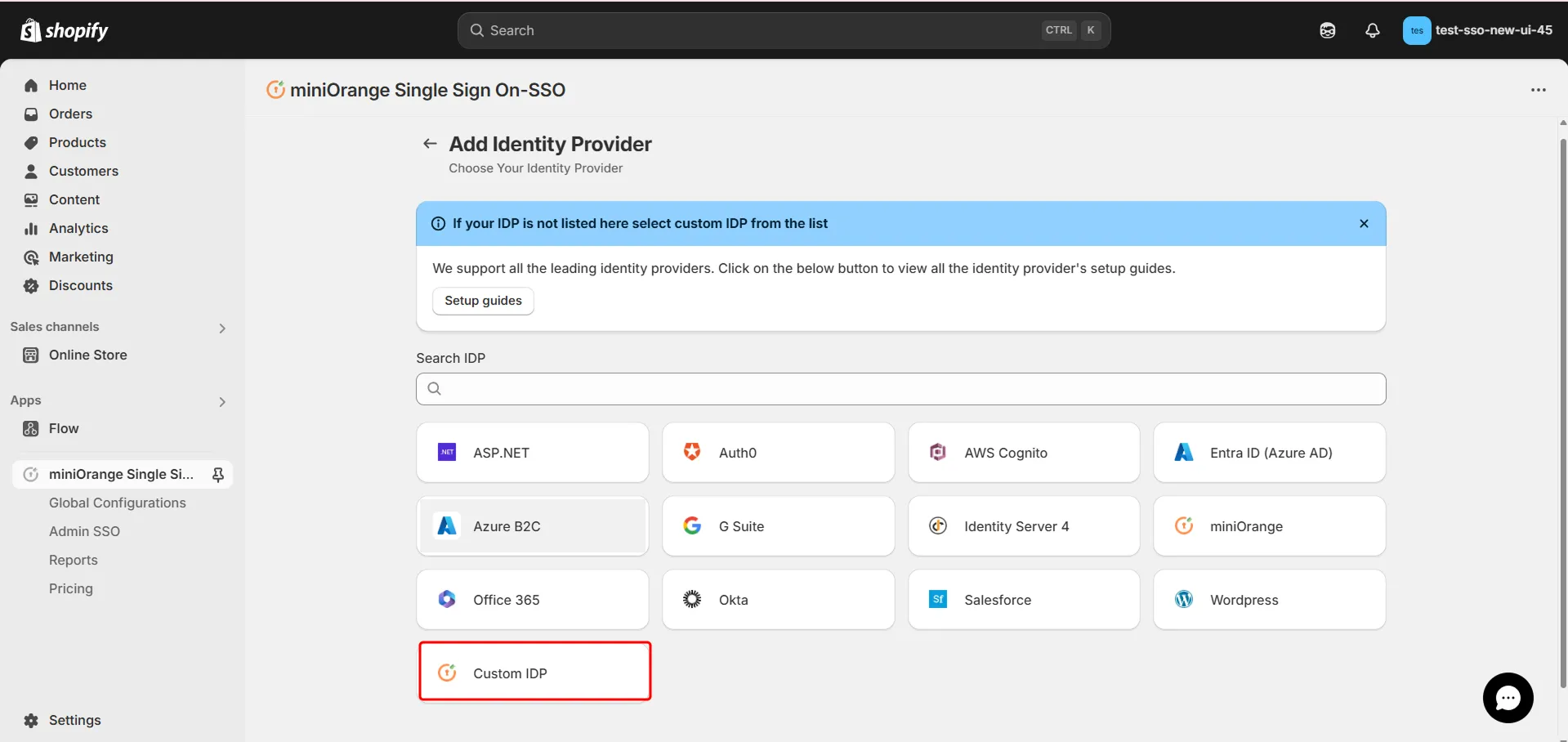 Shopify Apple SSO - Choose AWS Apple as IDP