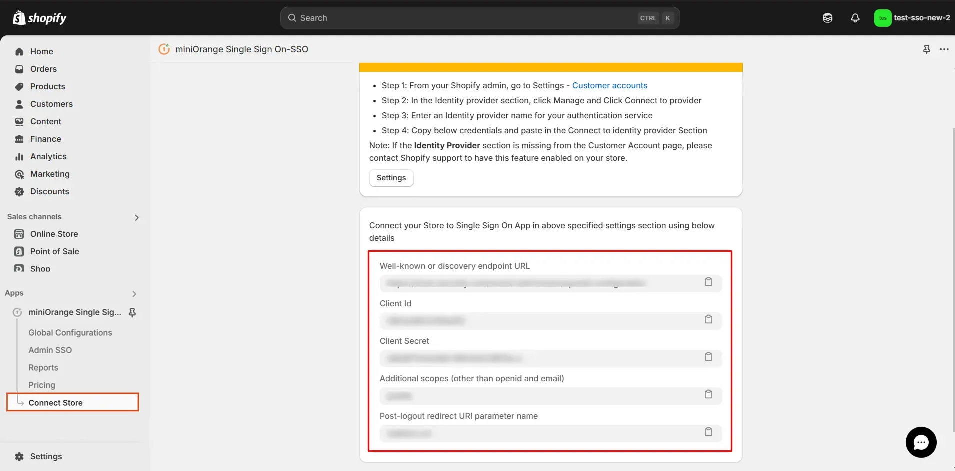 Shopify ADFS SSO Login - Copy Client ID and Secret