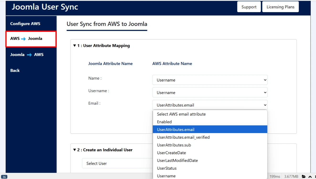 Joomla AWS User Sync