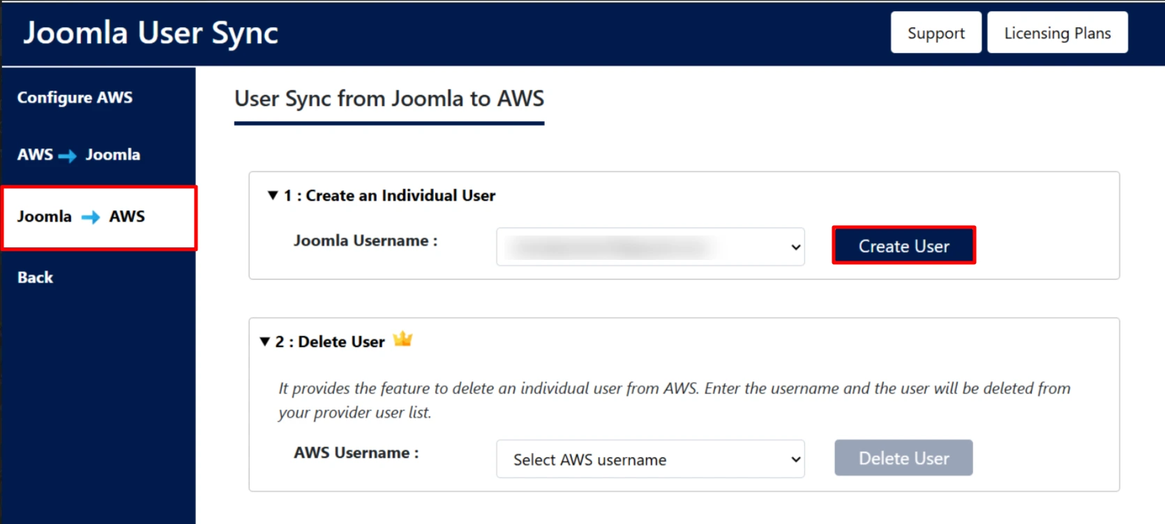 Joomla AWS User Sync