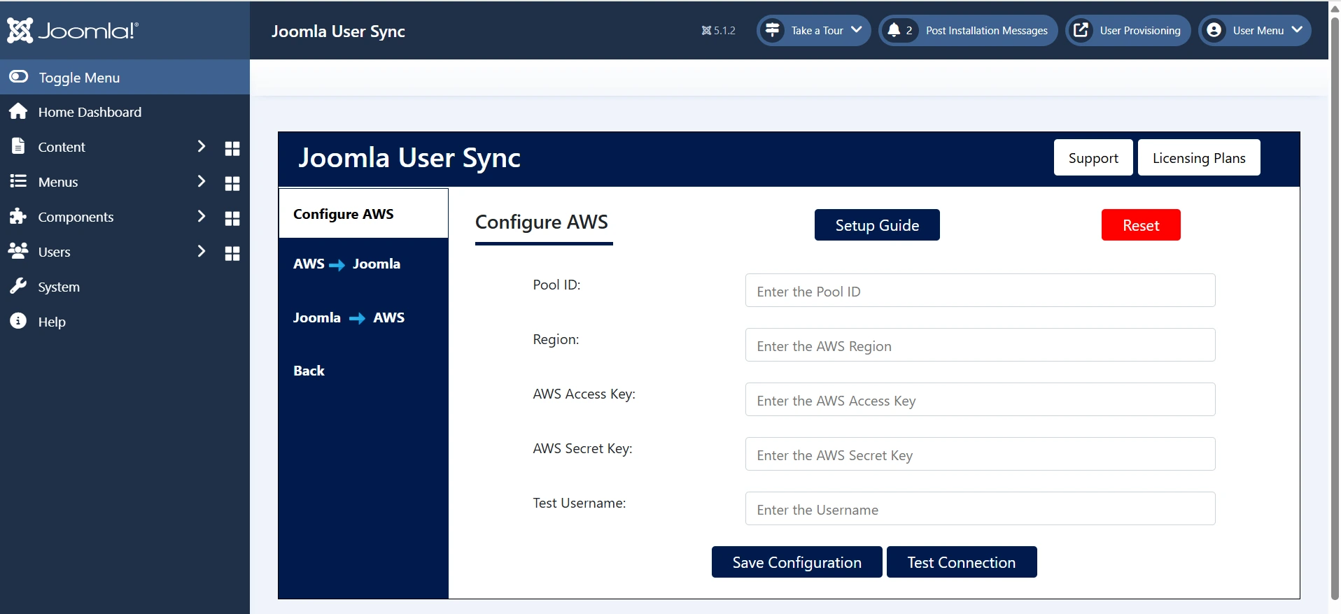 Joomla AWS User Sync