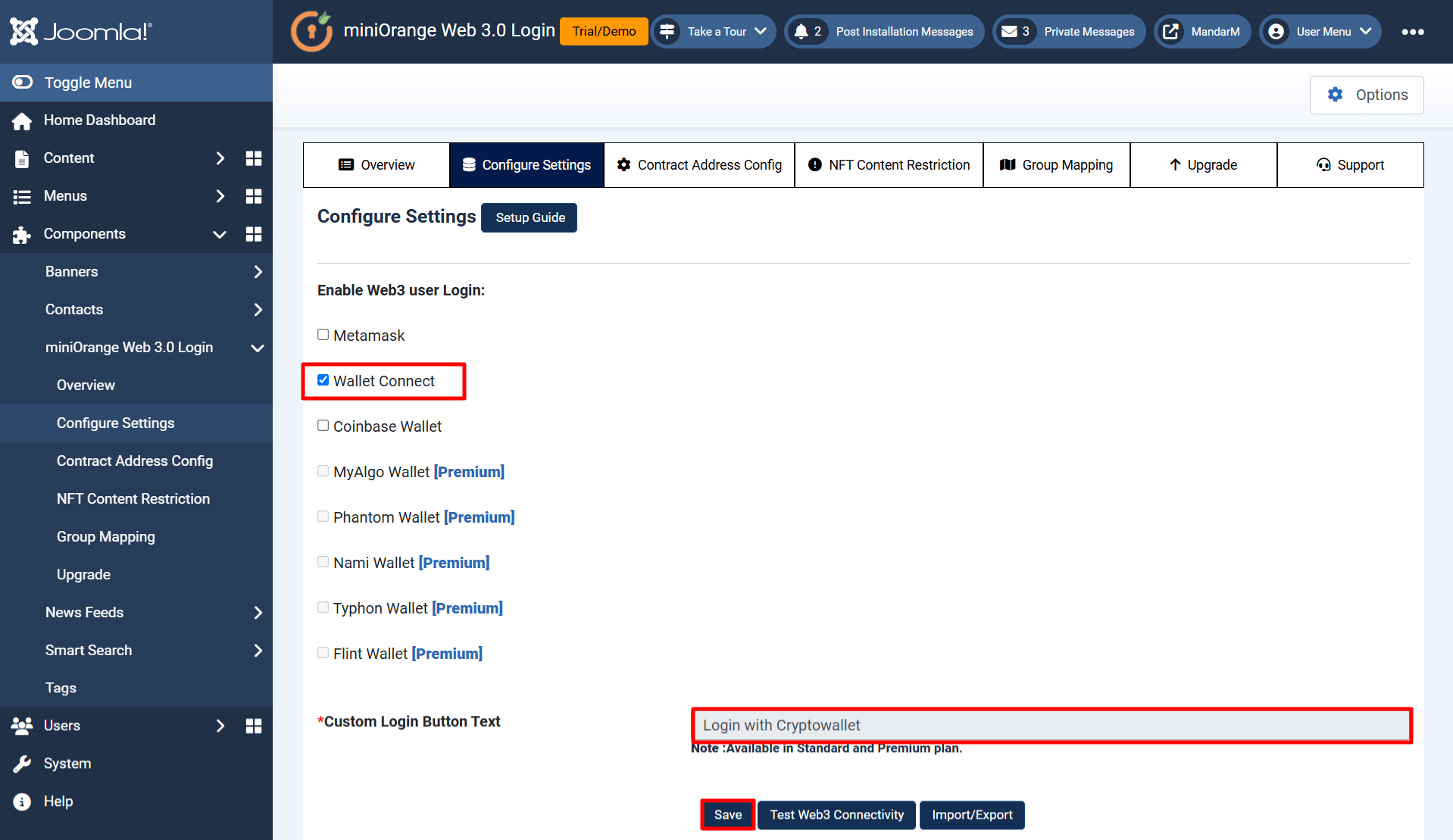 Joomla Web3 plugin