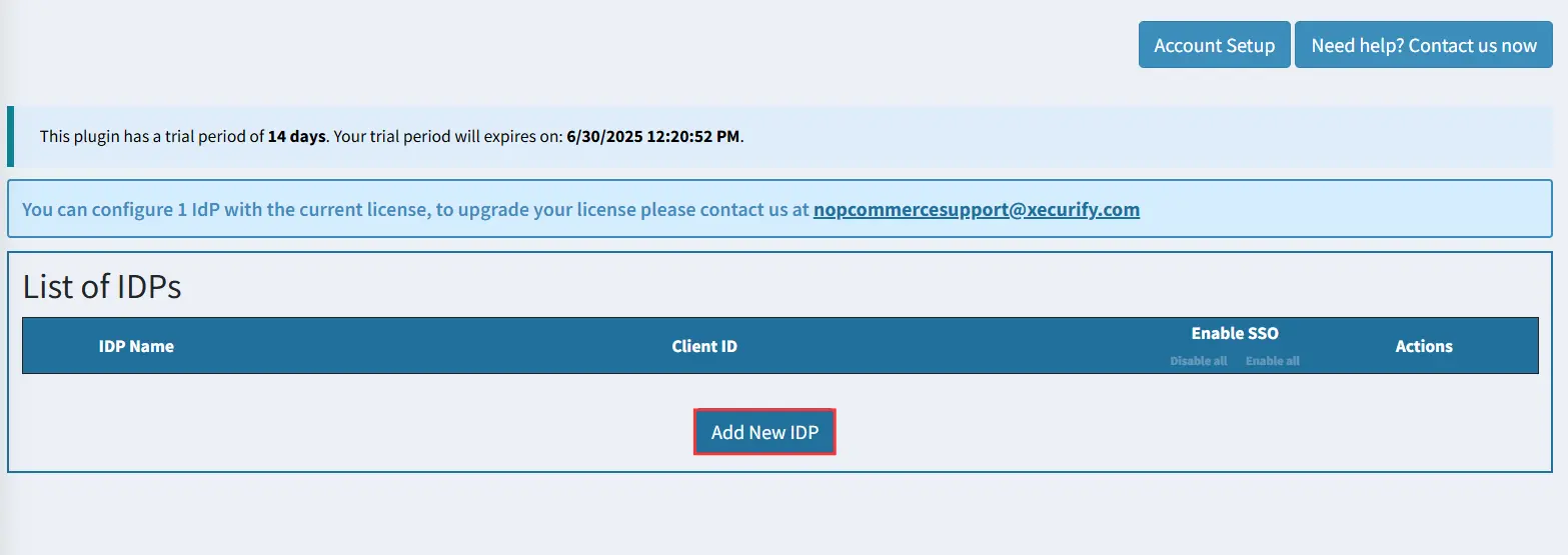 nopCommerce OAuth SSO using ADFS as IDP - Add new IDP