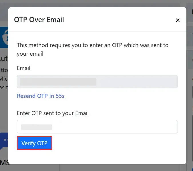 OTP over Email - Verify OTP