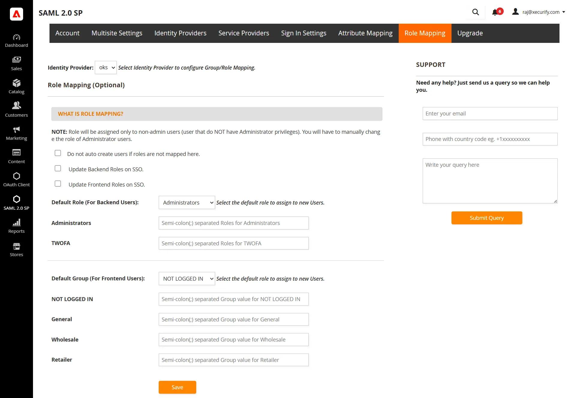  Magento SSO - Login in Magento - role mapping