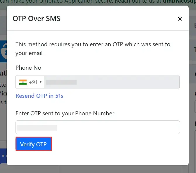 OTP over SMS - Verify OTP